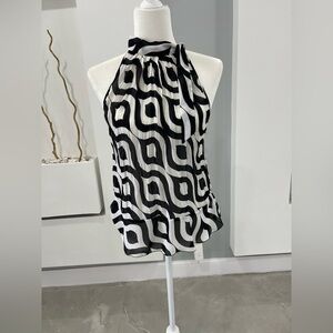 Allison Taylor Black and White Geometric Blouse